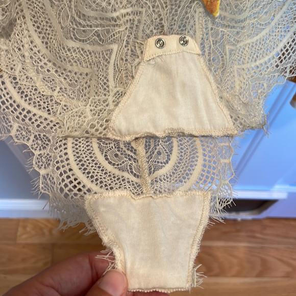 Free People - Forties Feels Yellow Floral Print Tie-Front Bodysuit, Size Small - Picture 6 of 9